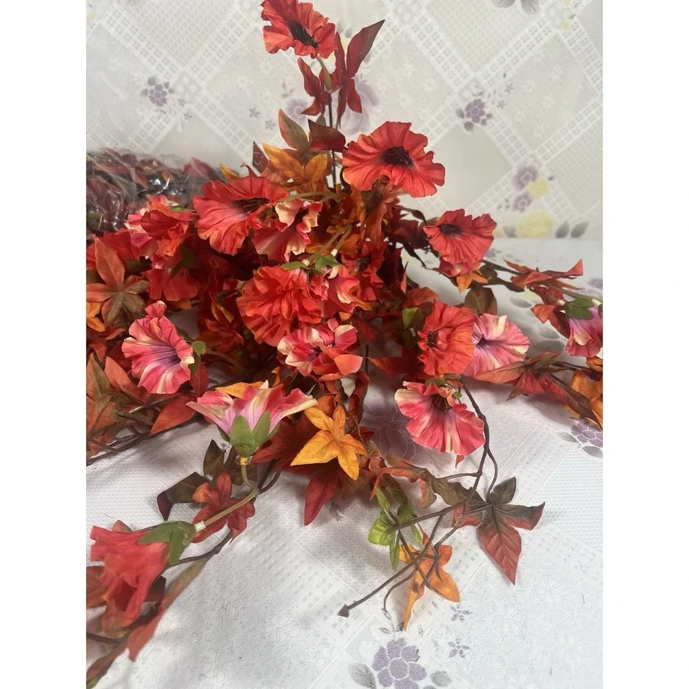 Artificial Hanging Flowers Plants for Outdoor Fall Decoration, 2PCS Faux Silk.